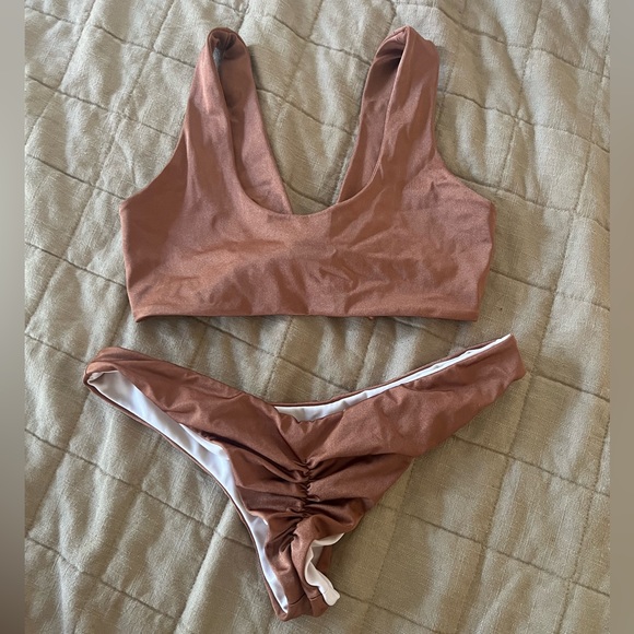 Caramel/brown ruched bikini - Picture 2 of 2